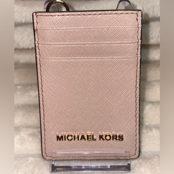 Michael Kors Blush Card Holder with Gold Accents - Picture 3 of 4